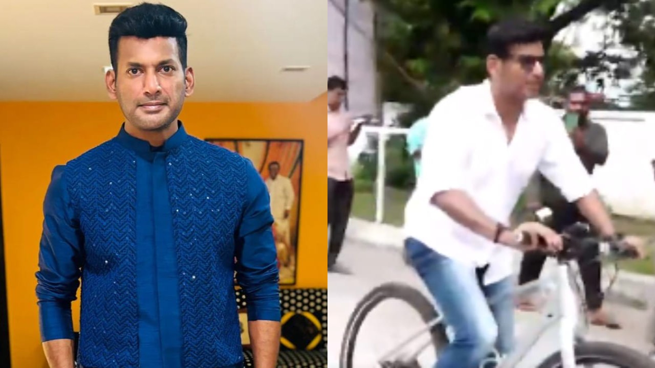 WATCH: Actor Vishal cycling his way to 68th South Indian Artists' Association meet in Chennai wins over internet