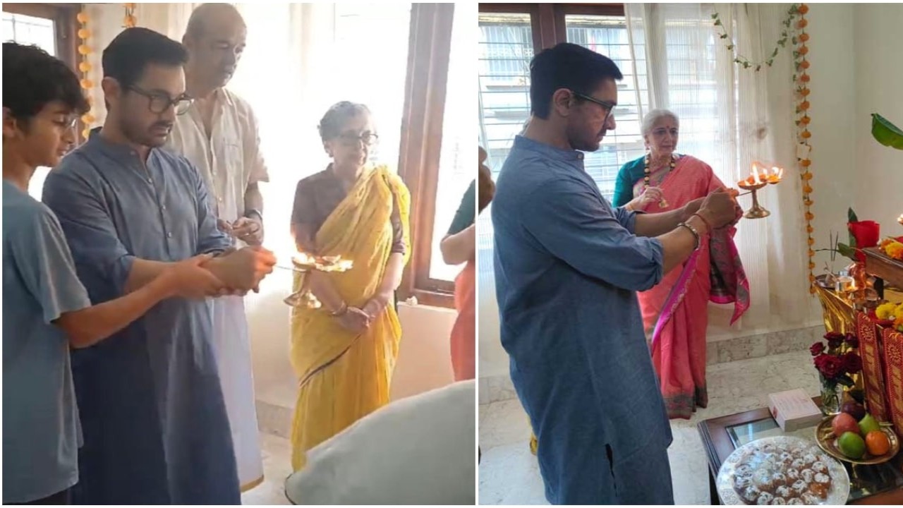 Aamir Khan celebrates Ganesh Chaturthi with family; performs aarti with son Azad: see viral PICS