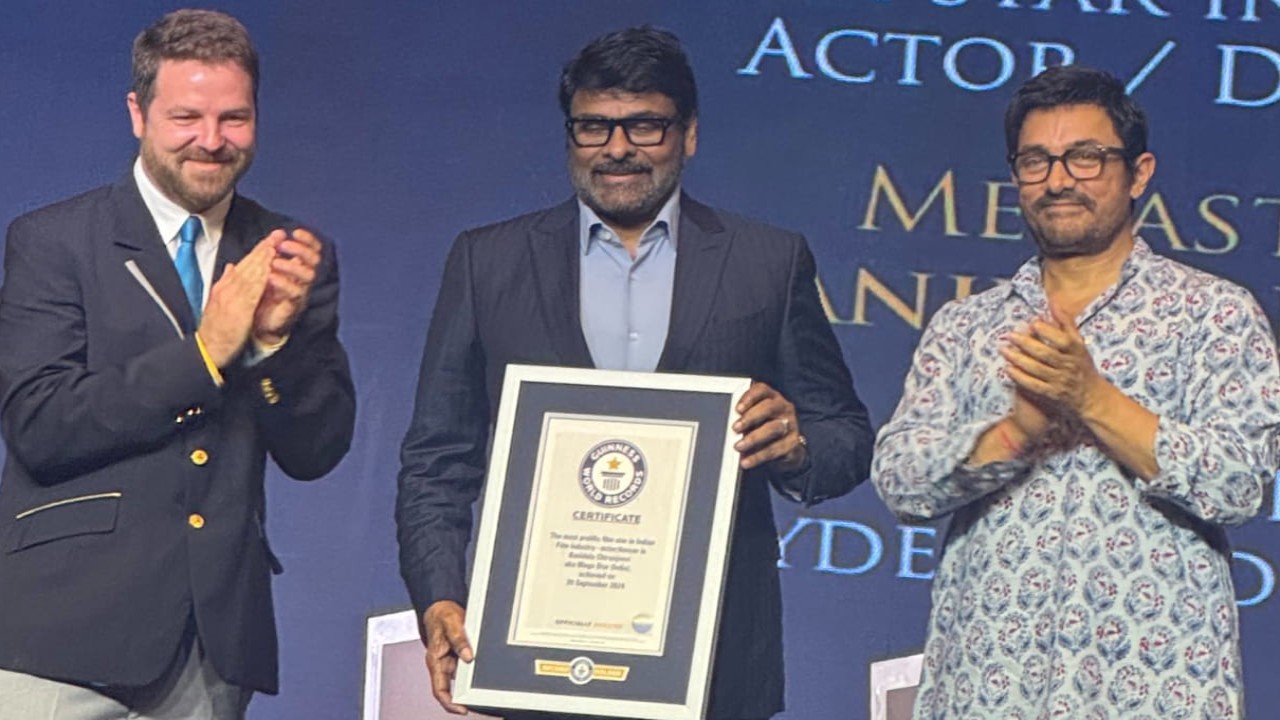 Inside pics and videos: Chiranjeevi is a Guinness World Record holder; Aamir Khan shares a precious moment with megastar in Hyderabad