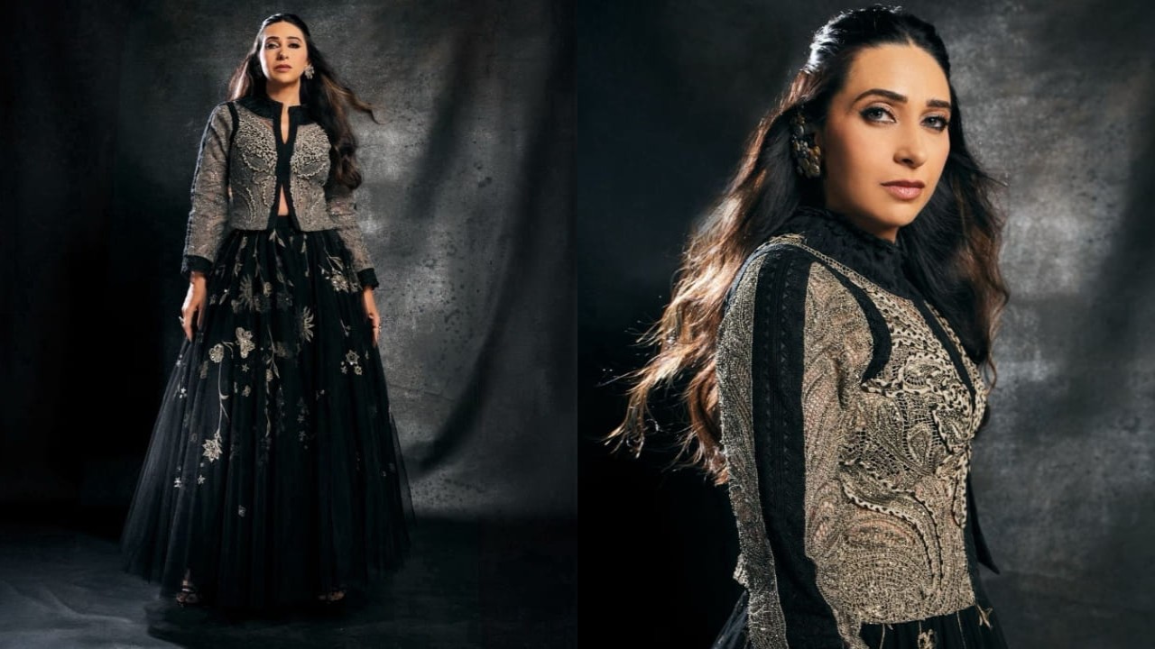 Karisma Kapoor in tulle skirt and jacket 