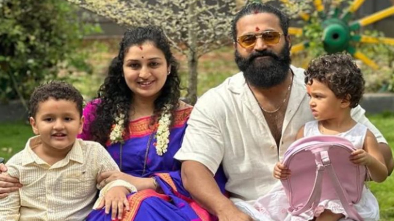 Ganesh Chaturthi 2024: Rishab Shetty, Pragathi & kids pose for festive family portrait