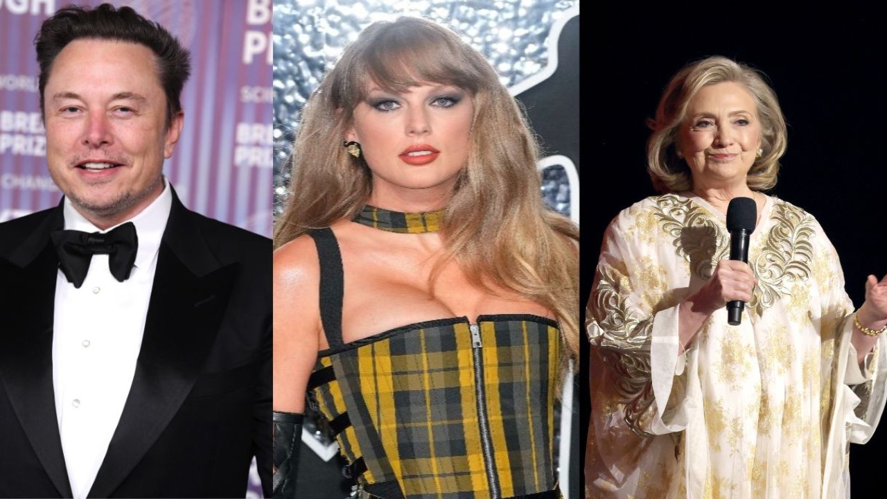 Elon Musk, Taylor Swift, and Hillary Clinton (Image Credits: Getty Images)