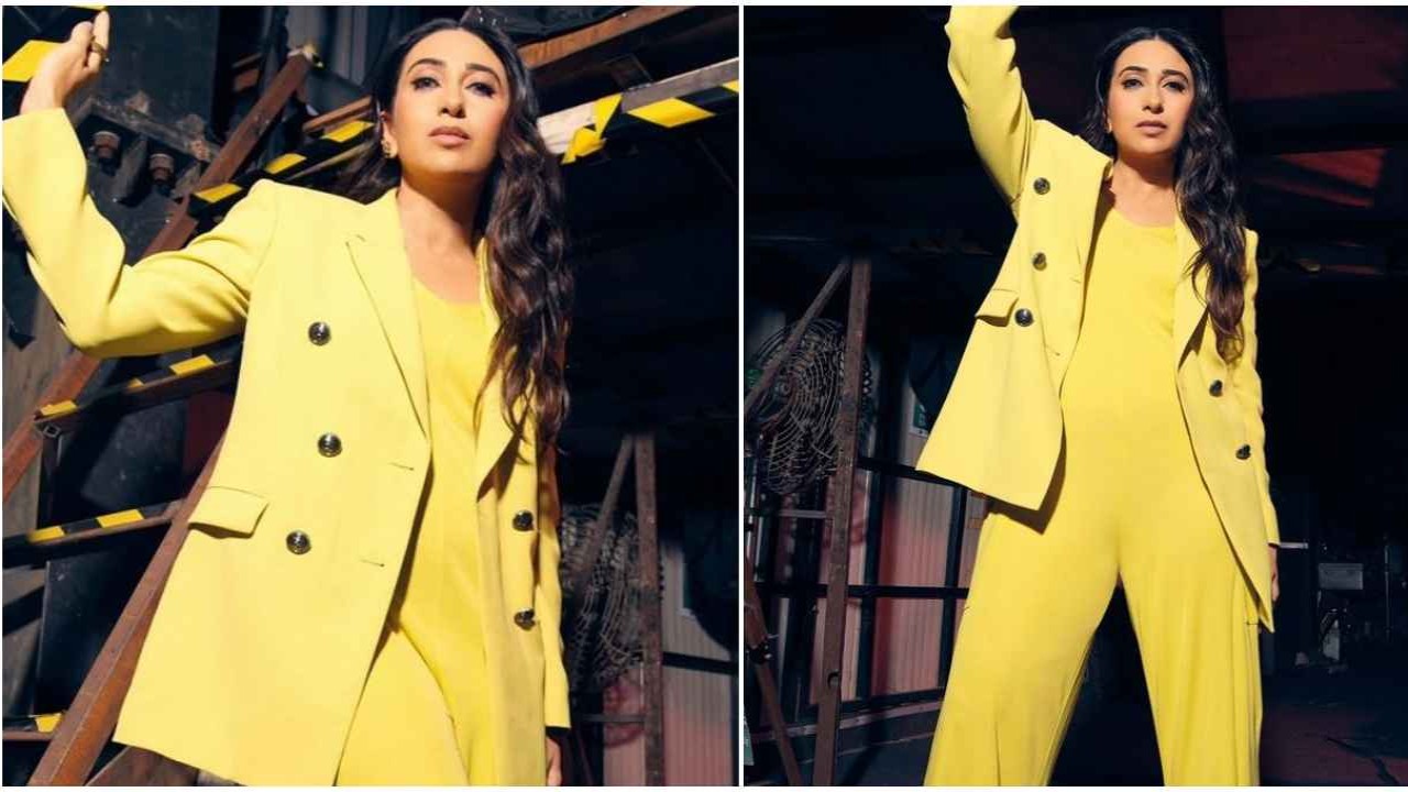 Karisma Kapoor’s yellow jumpsuit with oversized blazer is corporate-core class with a bright and bold twist