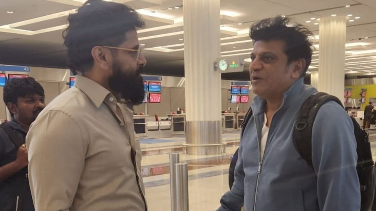 Chiyaan Vikram and Shiva Rajkumar caught candid as they bumped into each other at airport