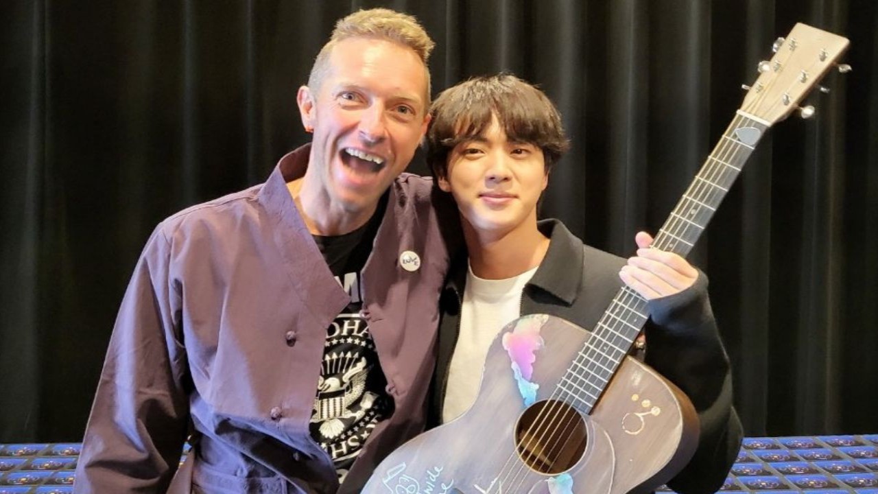 Chris Martin and BTS' Jin: courtesy of BTS Twitter