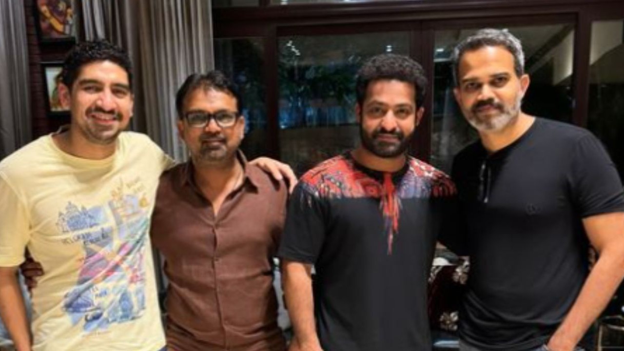 Jr NTR's PIC with War 2, Devara and NTR 31 directors is too much talent in one frame 