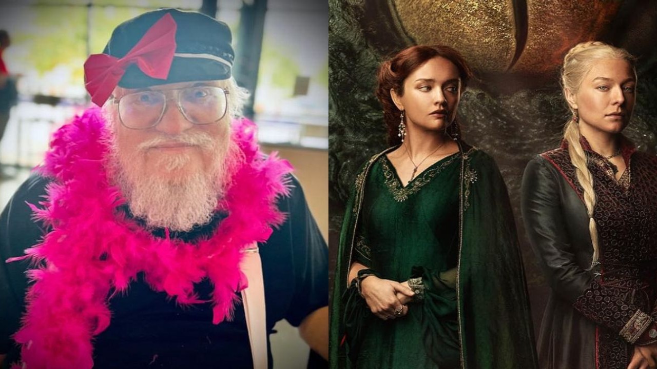 George R.R Martin (CC: Instagram) and the official poster of HOTD (CC: IMDb)