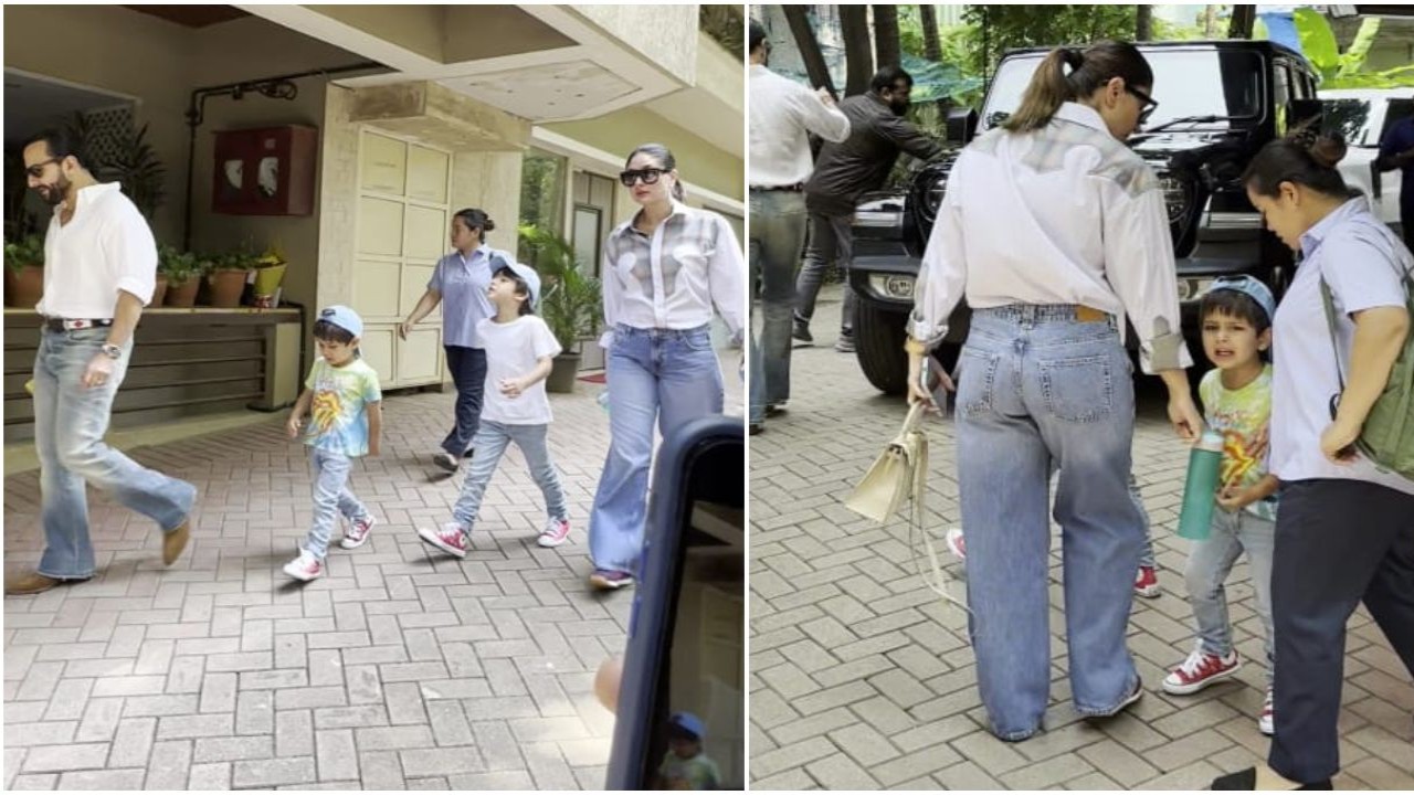 Kareena Kapoor and Saif Ali Khan's son Jeh's reaction after seeing paps as he steps out with mom, dad and brother Taimur is unmissable