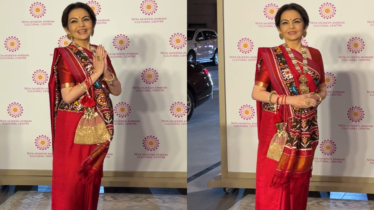 Nita Ambani in red saree at NMACC for an event 