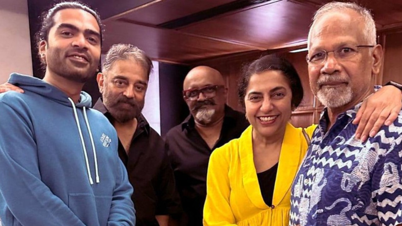 Kamal Haasan wraps up Thug Life shoot, poses with Mani Ratnam and Silambarasan