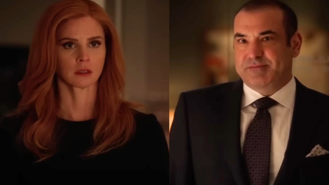 Sarah Rafferty and Rick Hoffman (Images via YouTube/Suits Official)