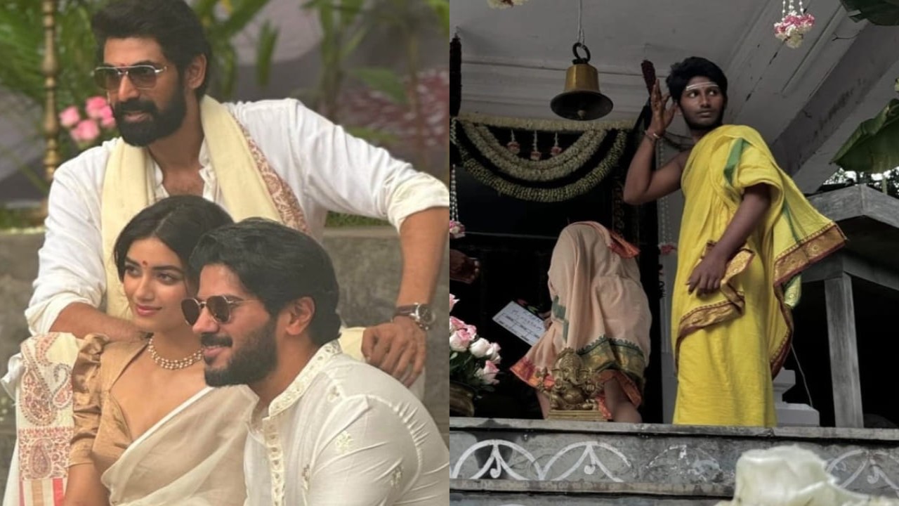 Kaantha pooja ceremony: Dulquer Salmaan, Rana Daggubati and Bhagyashri Borse deck up in white as film goes on floors