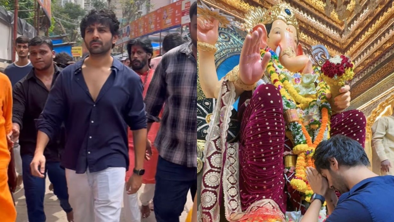 Kartik Aaryan visits Lalbaugcha Raja on Ganesh Chaturthi barefoot; drops PICS as his ‘modak party begins’: ‘He is back’