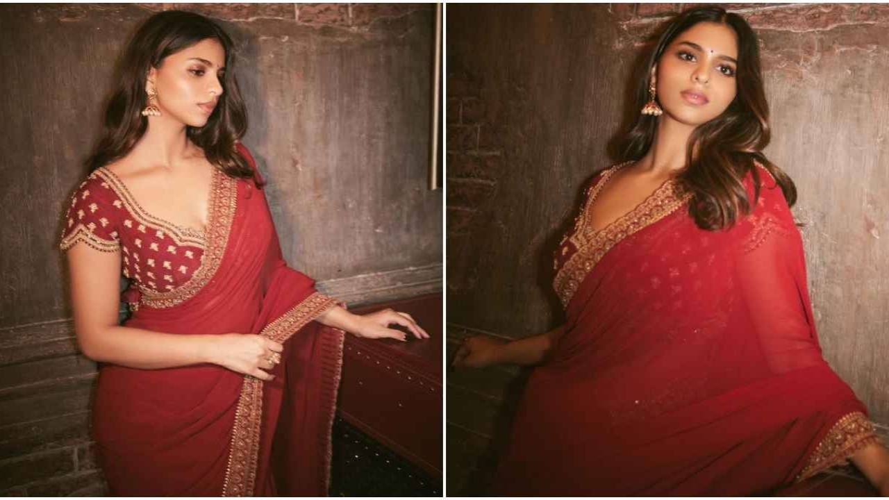 Suhana Khan, Ganesh Chaturthi, Torani, saree, red saree, newly-wed, ethnic wear, ethnic, style, fashion