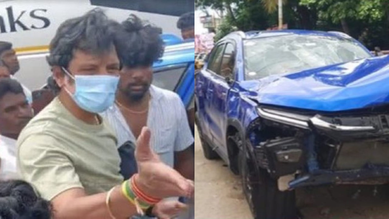 Jiiva's car overturns after hitting a divider; actor and wife Supriya escape with minor injuries