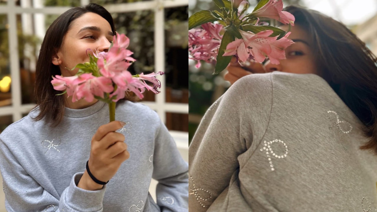 Alia Bhatt in cozy grey sweatshirt