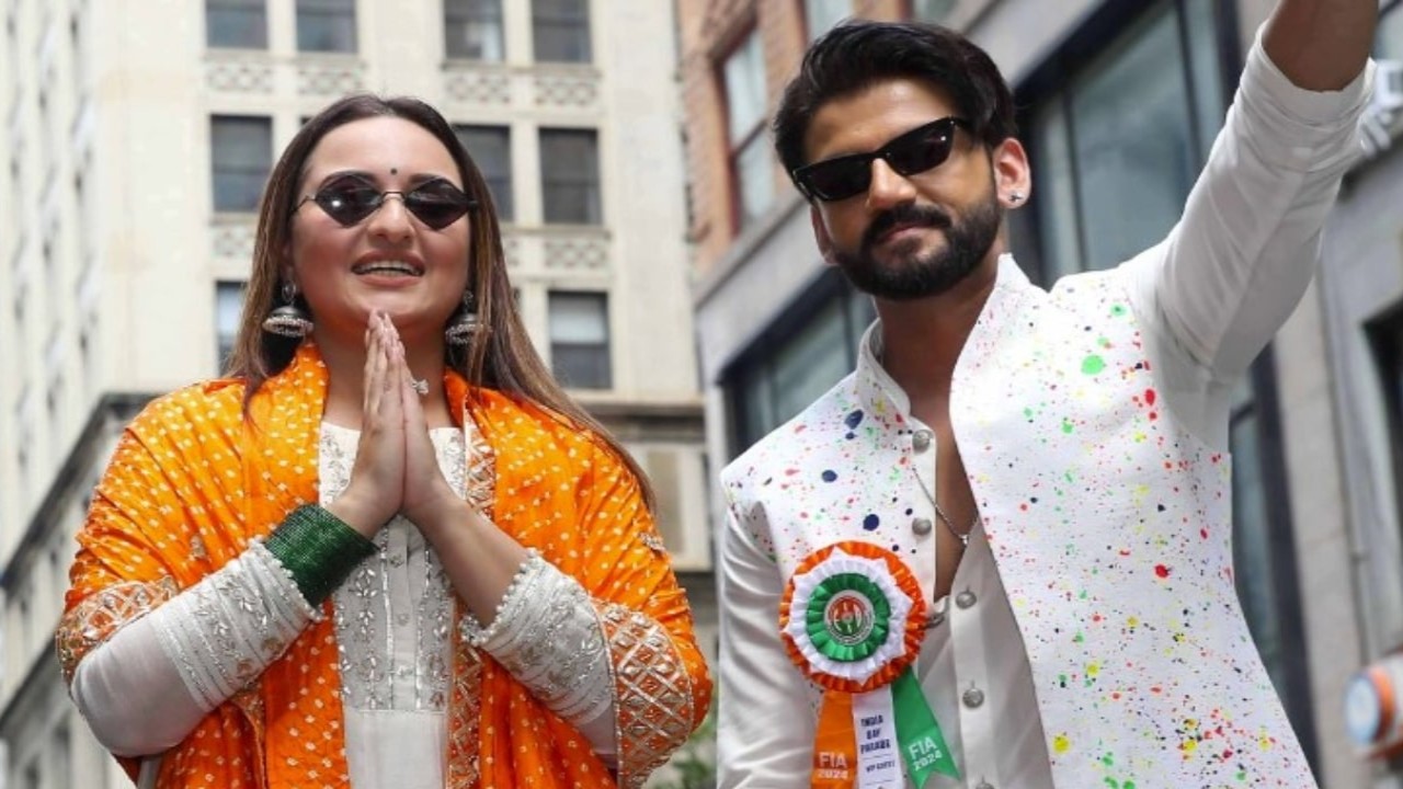 Sonakshi Sinha-Zaheer Iqbal proudly become part of India Day Parade in New York with Stree 2 star Pankaj Tripathi; see PICS