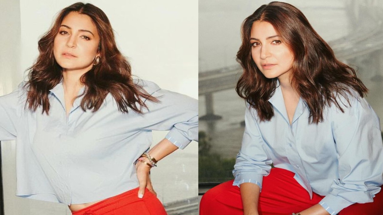 Anushka Sharma’s blue shirt & red pants scream Govinda but it’s perfect color clash pick