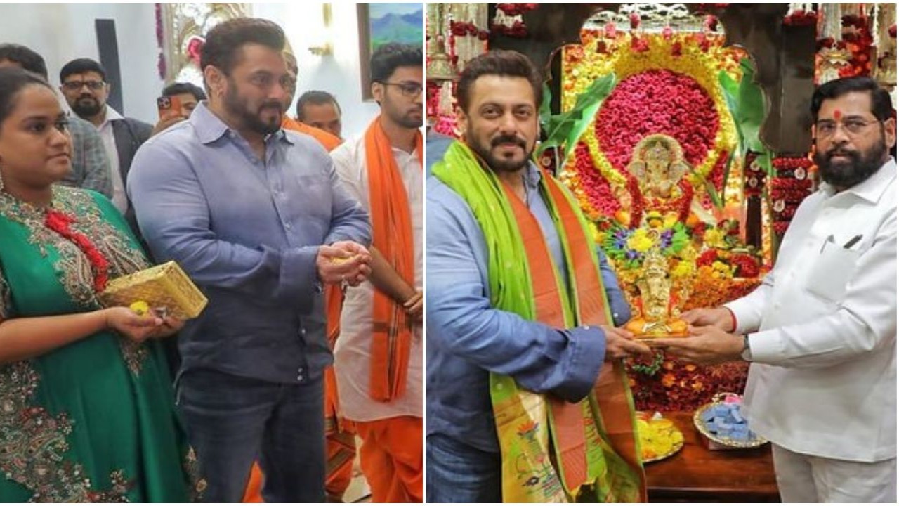 Salman Khan celebrates Ganesh Chaturthi at Maharashtra CM Eknath Shinde’s house along with sister Arpita; PICS