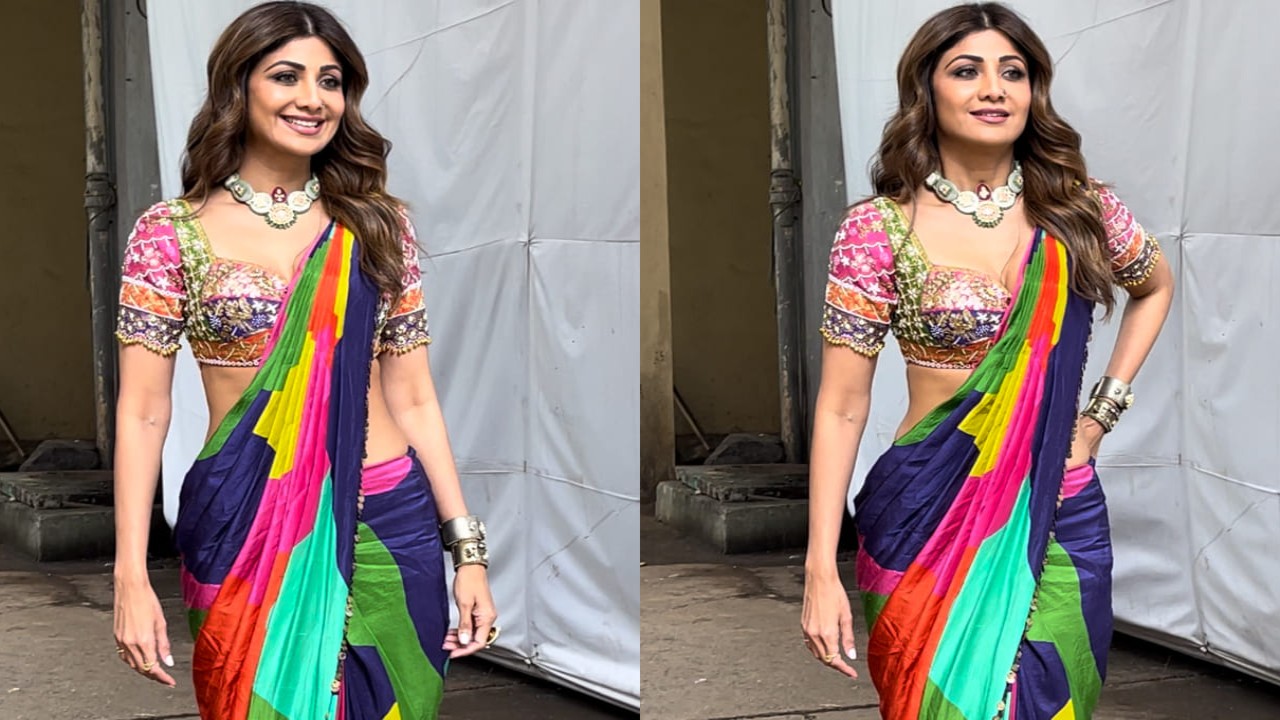 Shilpa Shetty in multicolored saree