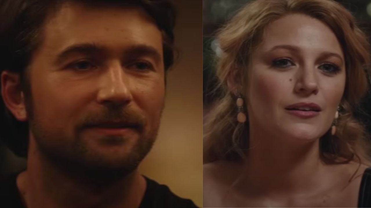 Brandon Sklenar and Blake Lively (Images via YouTube/Sony Pictures Releasing UK)