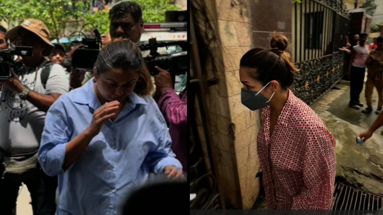 Malaika Arora and Amrita Arora arrive at their mother’s residence after father Anil Arora’s demise