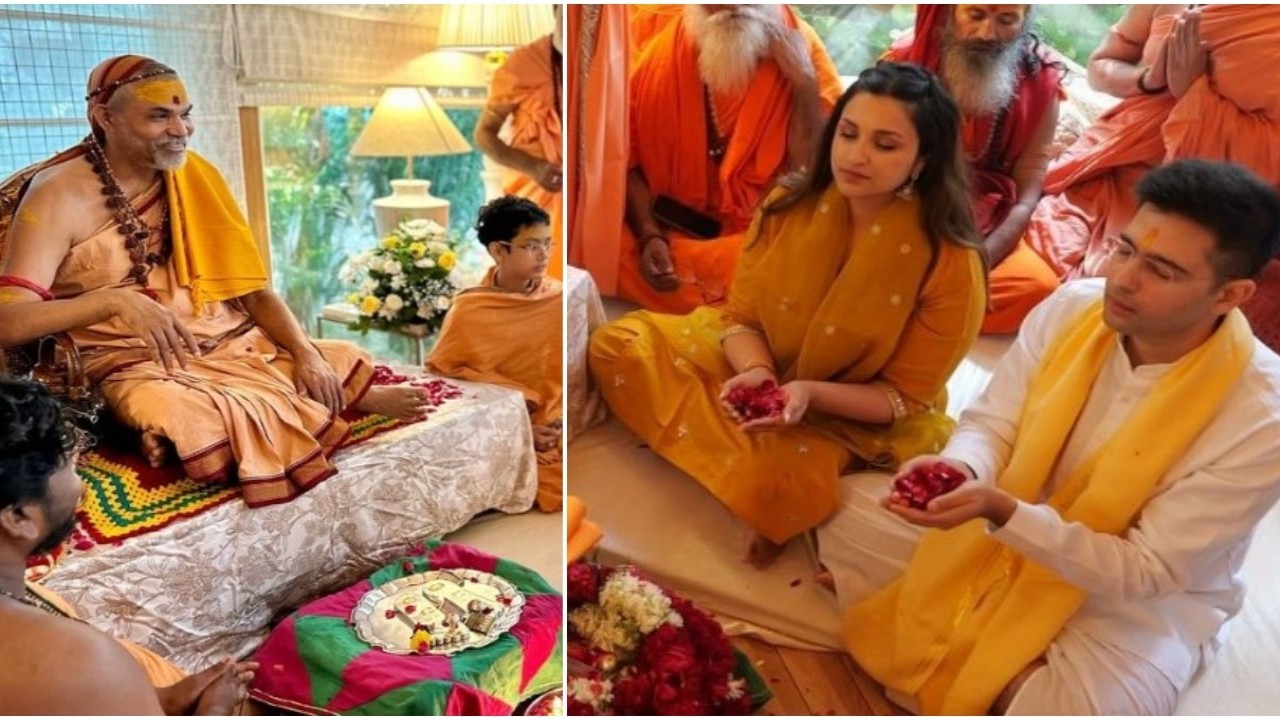 Parineeti Chopra-Raghav Chadha feel 'blessed' as Shankaracharya Avimukteshwaraanand Saraswatee visits their Delhi home: ‘His divinity has brought us closer...'