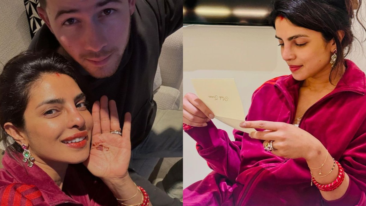 Priyanka Chopra celebrates ‘Filmy’ Karwa Chauth with Nick Jonas, blushes on reading special letter from husband: PICS