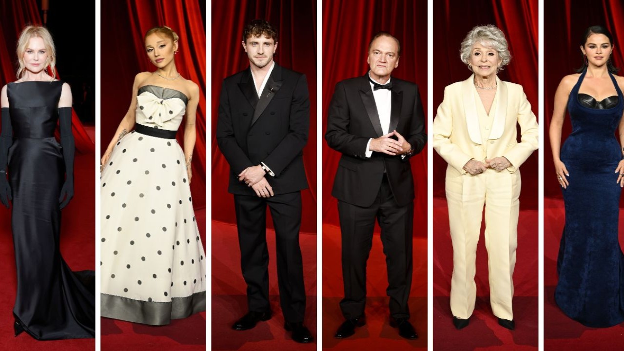 (L-R) Nicole Kidman, Ariana Grande, Paul Mescal, Quentin Tarantino, Rita Moreno and Selena Gomez at 4th Annual Academy Museum Gala (Getty Images)