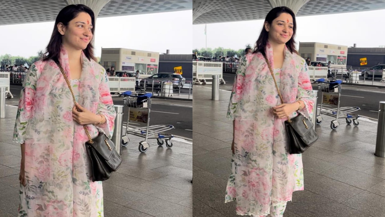 Tamannaah Bhatia in floral suit  at airport 