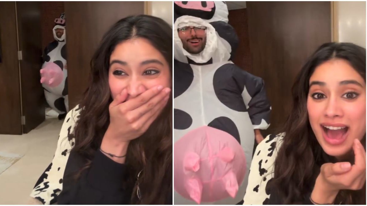 WATCH: Janhvi Kapoor bursts out laughing after Orry dresses up like a cow instead of ‘cowgirl’; ‘A new villain was born yesterday’