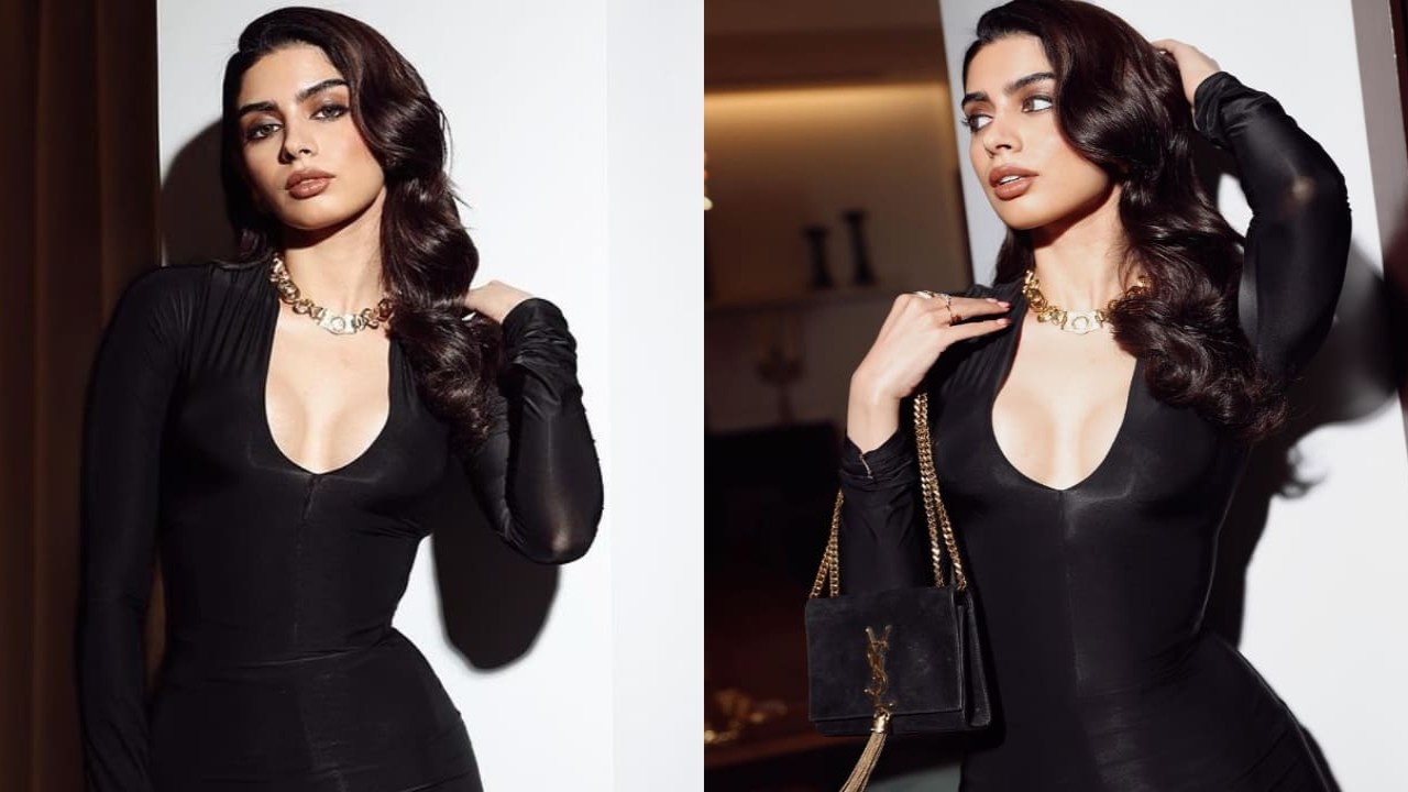 Khushi Kapoor in black bodycon dress