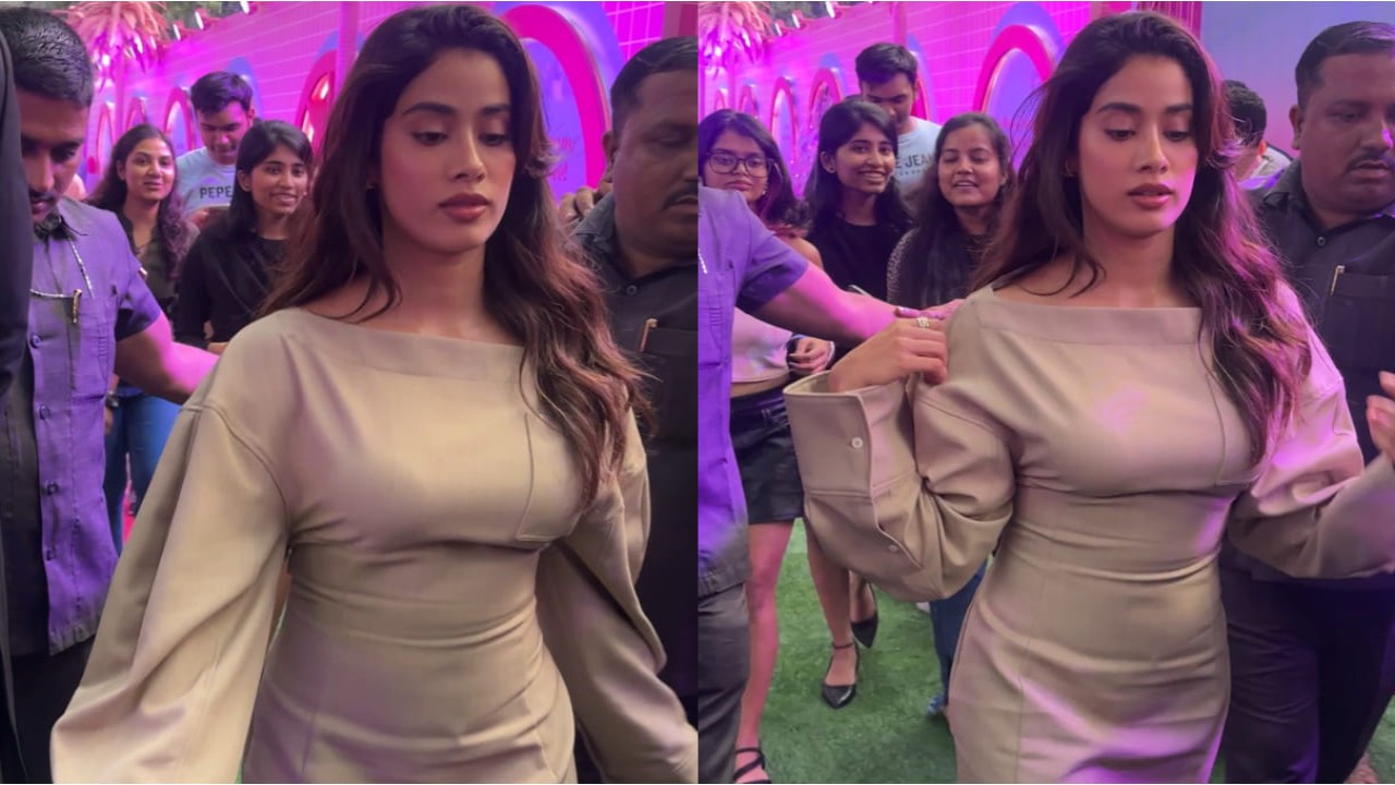 Janhvi Kapoor in beige shirt dress