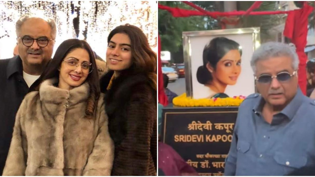 Boney Kapoor and daughter Khushi Kapoor pay tribute to Sridevi; inaugurate Chowk in her name; WATCH