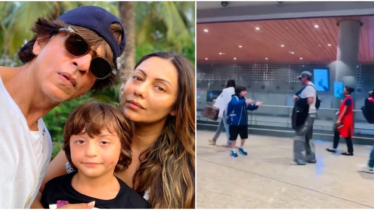 Shah Rukh Khan and son AbRam hold hands while Gauri Khan walks in style as they get spotted at Dubai airport; VIDEO of family goes viral