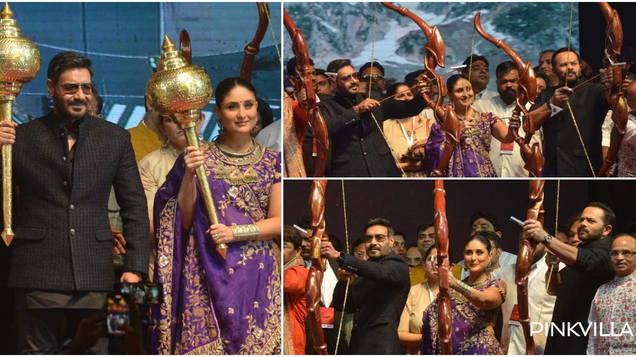 Singham Again: Ajay Devgn channels his inner Ram as he performs Raavan Dahan in Delhi along with Kareena Kapoor, Rohit Shetty; WATCH