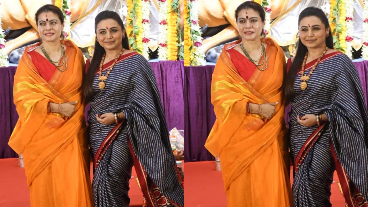 Kajol and Rani Mukerji at Durga Puja celebrations