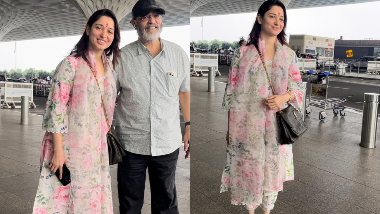 Tamannaah Bhatia in floral suit  at airport 