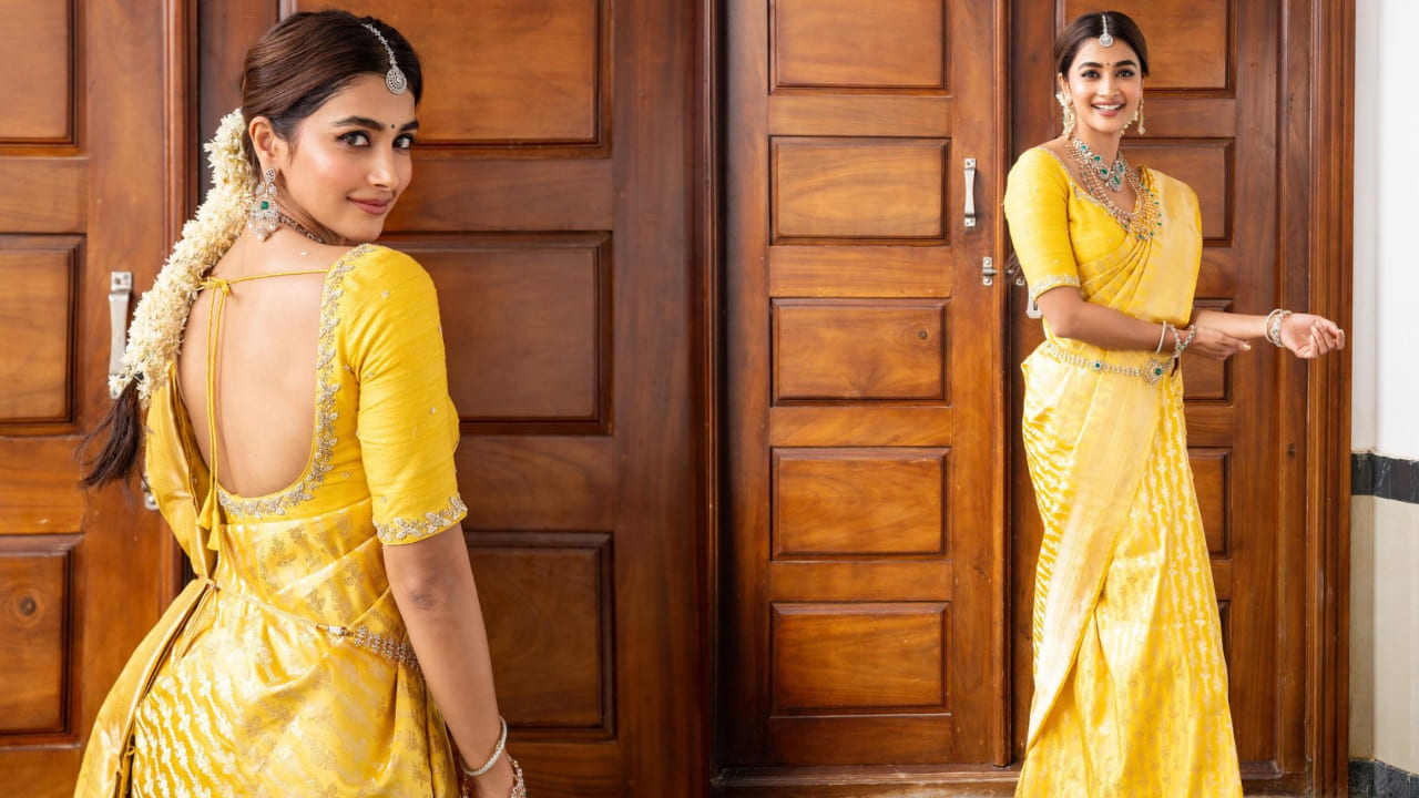 Pooja Hegde in backless blouse