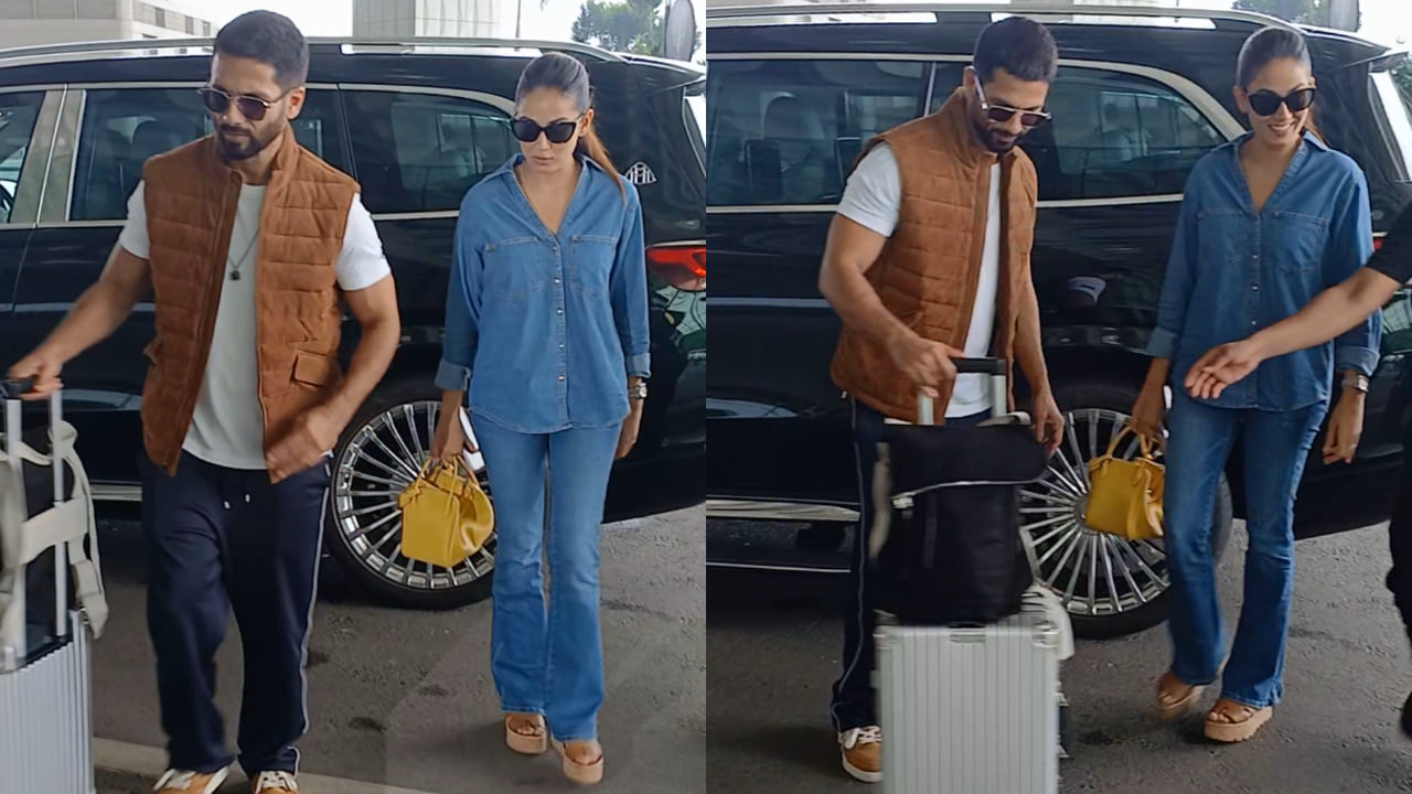 Shahid Kapoor and Mira Rajput at airport