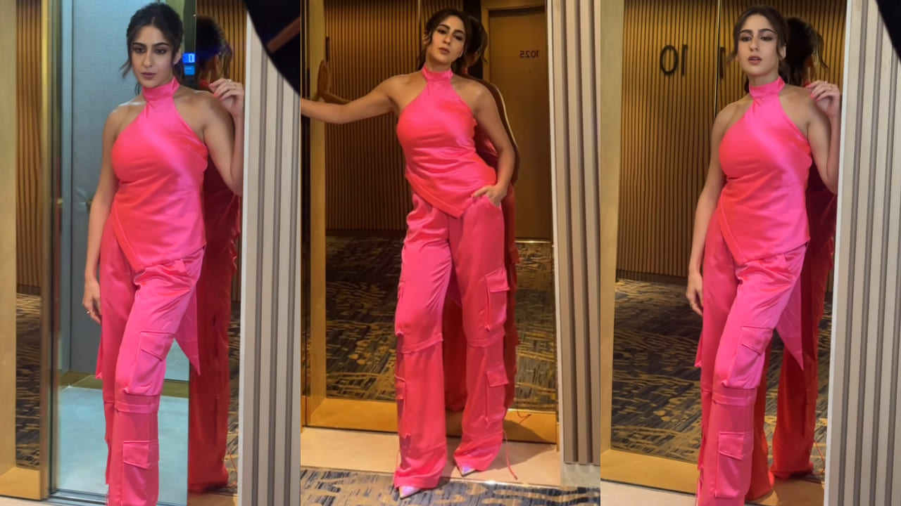 Sara Ali Khan in pink top and pants