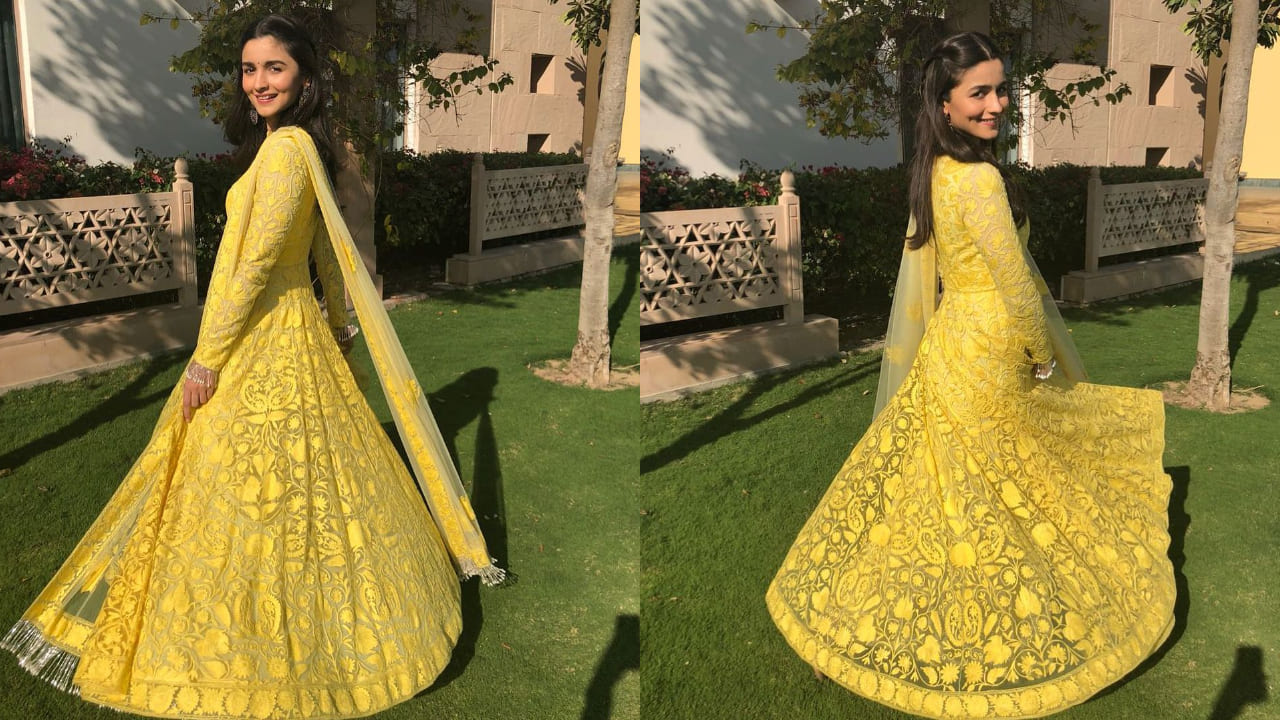 Alia Bhatt in yellow anarkali 