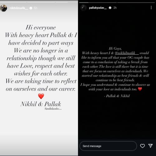 Palak Yadav and Nikhil Malik's Instagram