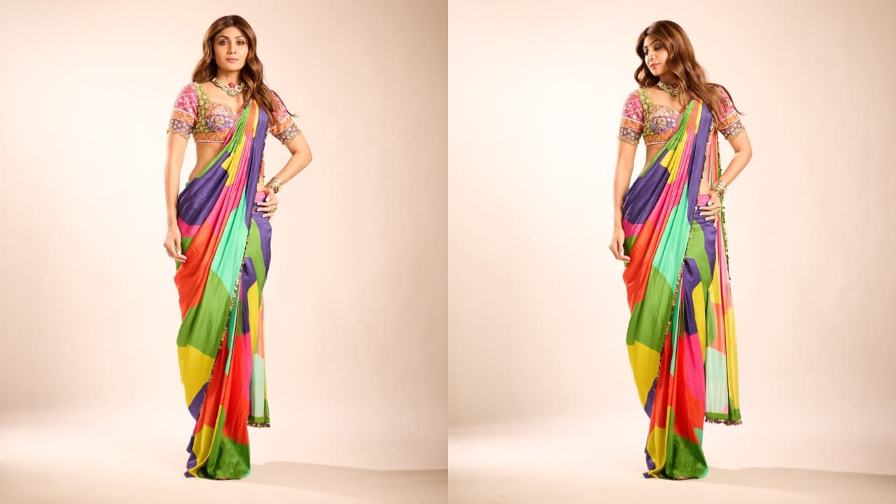 Shilpa Shetty in multicolored saree 