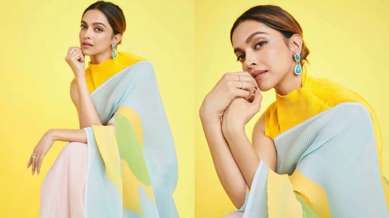 Deepika Padukone in pastel saree