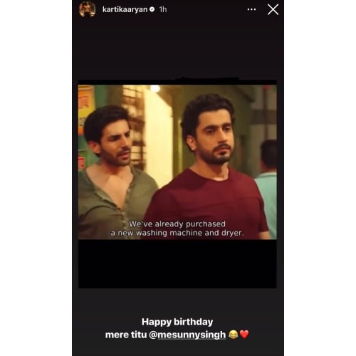 Kartik Aaryan が親友の Sunny Singh に誕生日の願いを伝え、陽気な Sonu Ke Titu Ki Sweety について言及