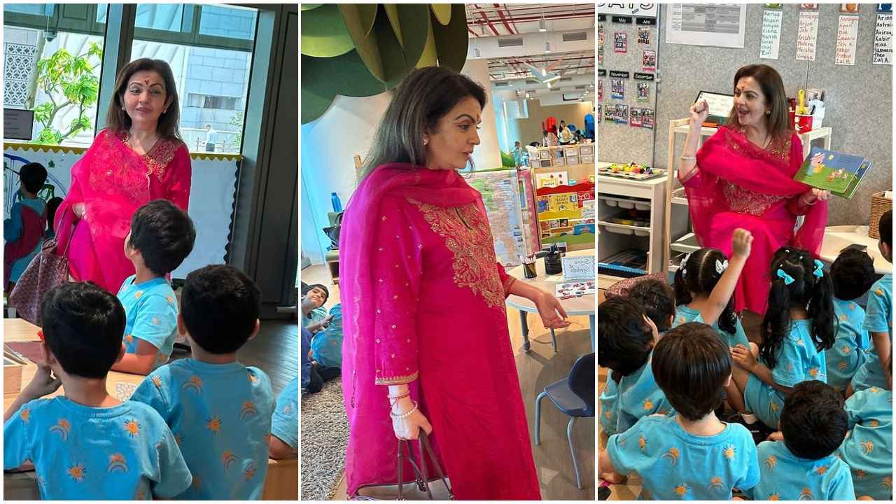 Nita Ambani wears a simple pink ethnic suit and it can make for the perfect Diwali puja outfi (PC: DAIS NMAJS Mumbai Instagram)