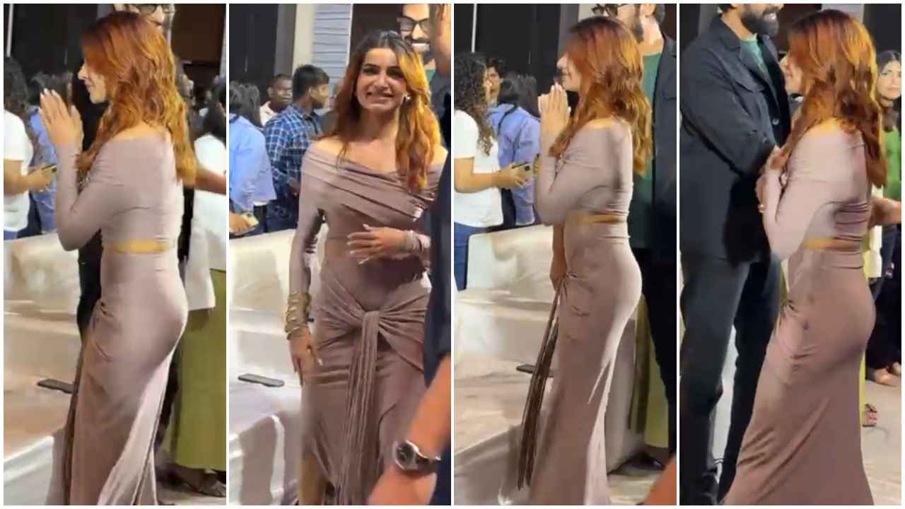 Samantha Ruth Prabhu flaunts her curves in fiery muted brown co-ord set with a ruched draped skirt (PC: Kamlesh Nand)