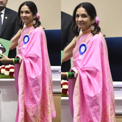 Neena Gupta photos pink saree look 