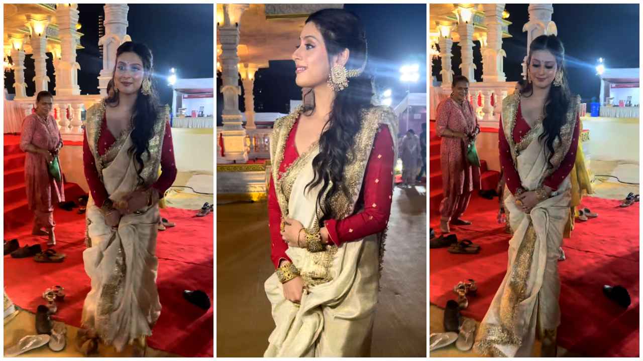 Isha Malviya shows us how to dress it up in red and white tant saree for Durga Puja 2024 festivities (PC: Pinkvilla Telly, Hindirush)